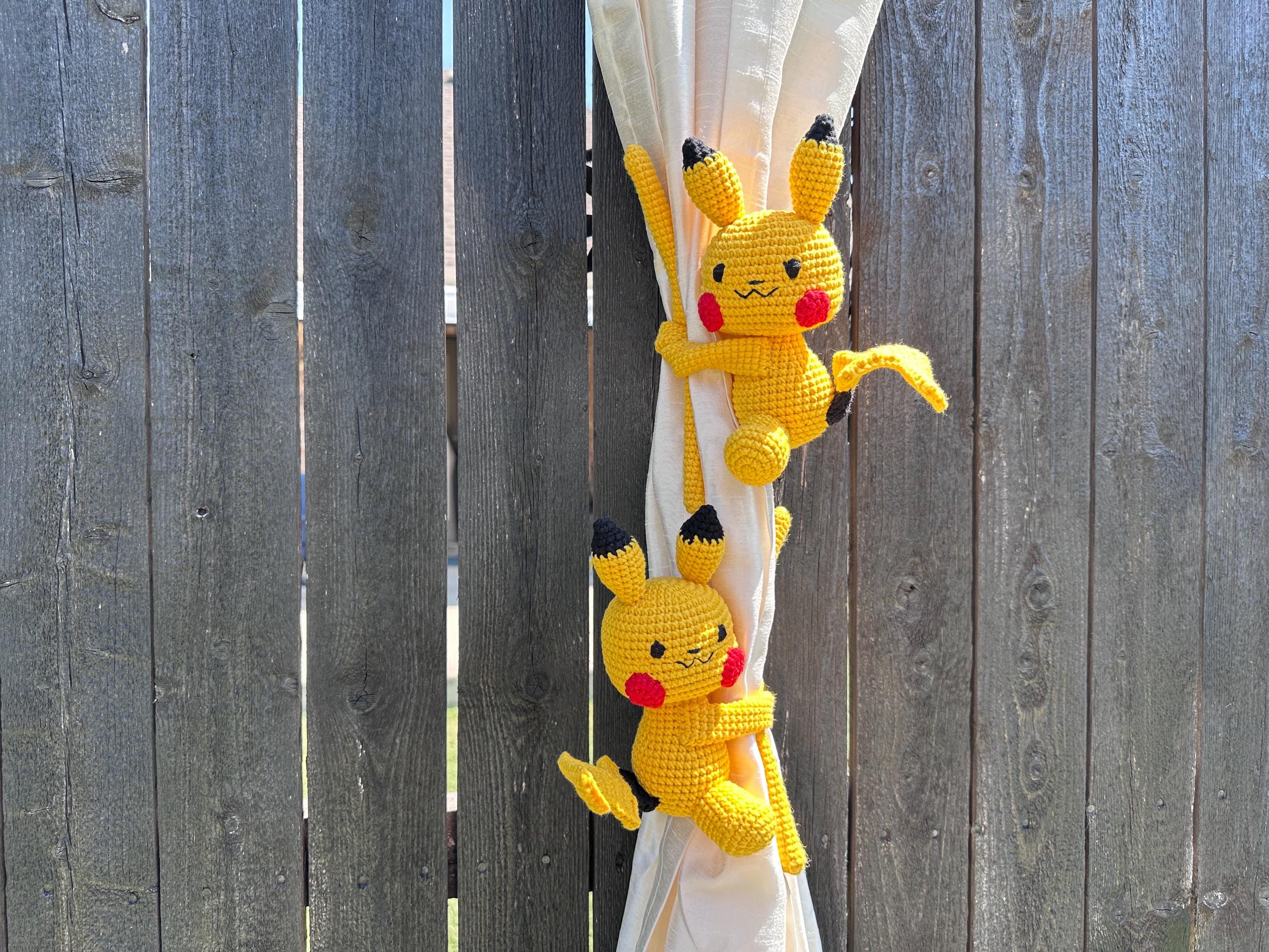 Handmade Crochet Pikachu Curtain Tiebacks - Amigurumi Pokémon