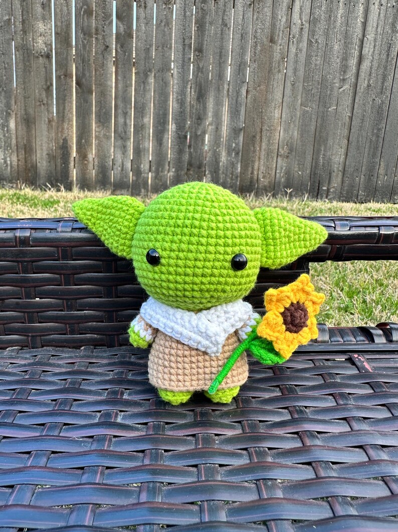 Baby Yoda Crochet Plush with heart, Grogu Amigurumi Doll, Handmade Yoda Crochet Toy, Cute Alien Crochet Gift, Space Inspired Plush image 8