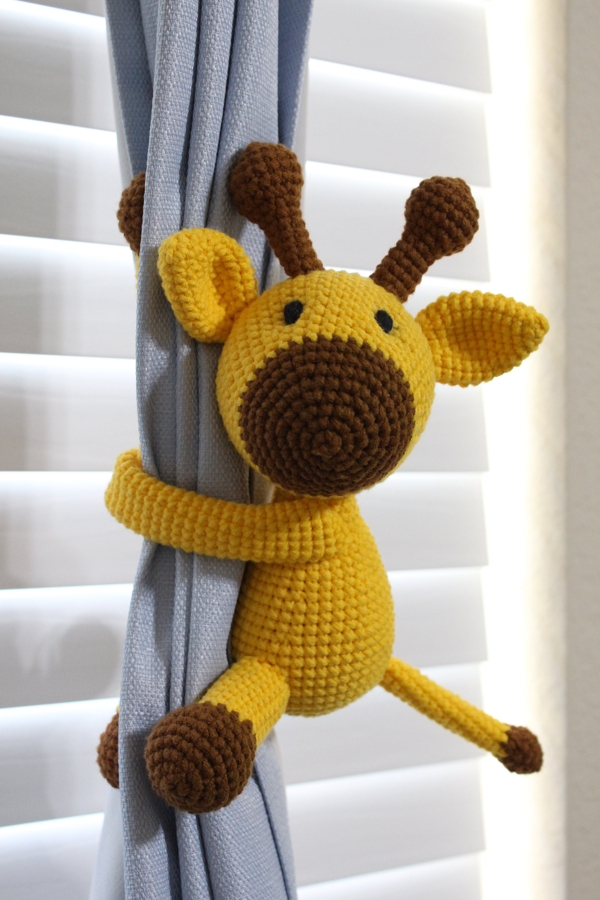 Pair of Crochet Giraffe Curtain Tie Backs Stuffed Giraffe Etsy