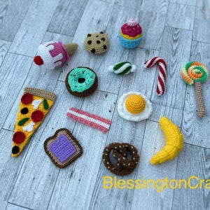Set of 13 Stuffed Food and Desserts, Food toy, Food Set Toy, Pretend food, Food for Dolls, Kitchen play set, Grocery Play Set