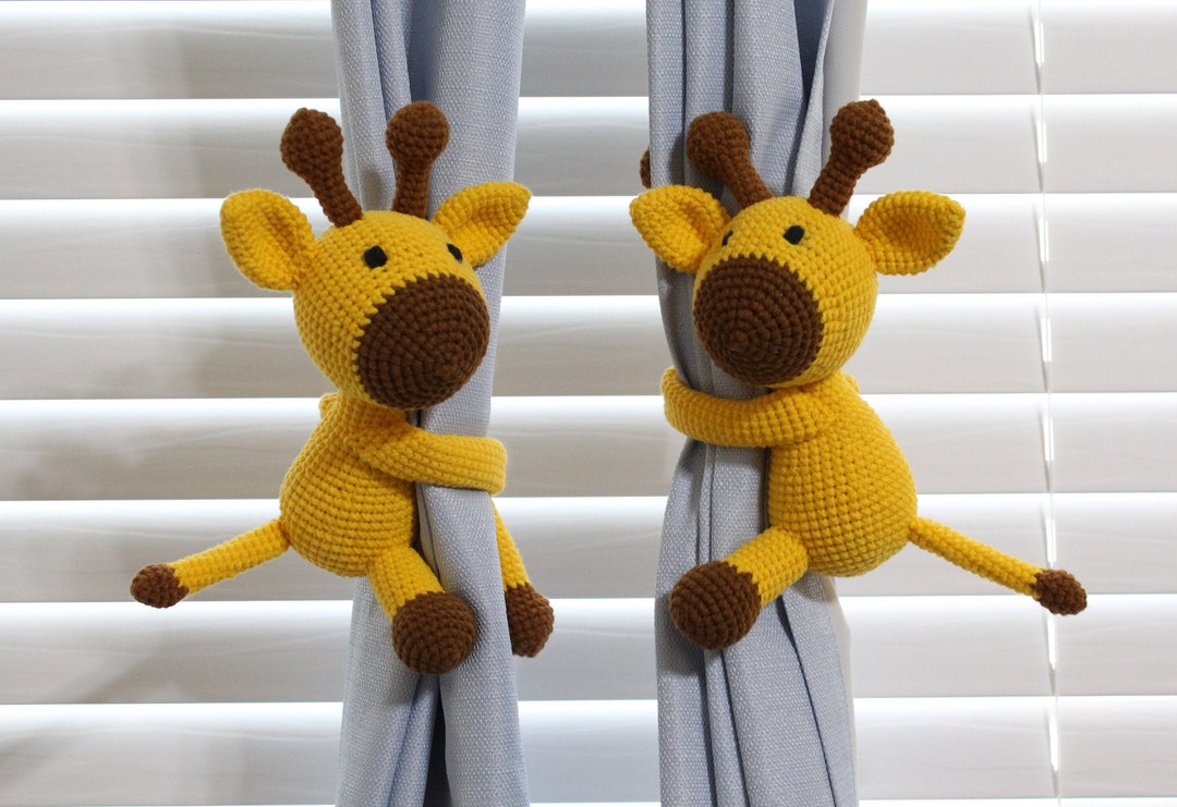Pair of Crochet Giraffe Curtain Tie Backs Stuffed Giraffe Etsy