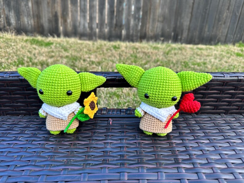 Baby Yoda Crochet Plush with heart, Grogu Amigurumi Doll, Handmade Yoda Crochet Toy, Cute Alien Crochet Gift, Space Inspired Plush image 9
