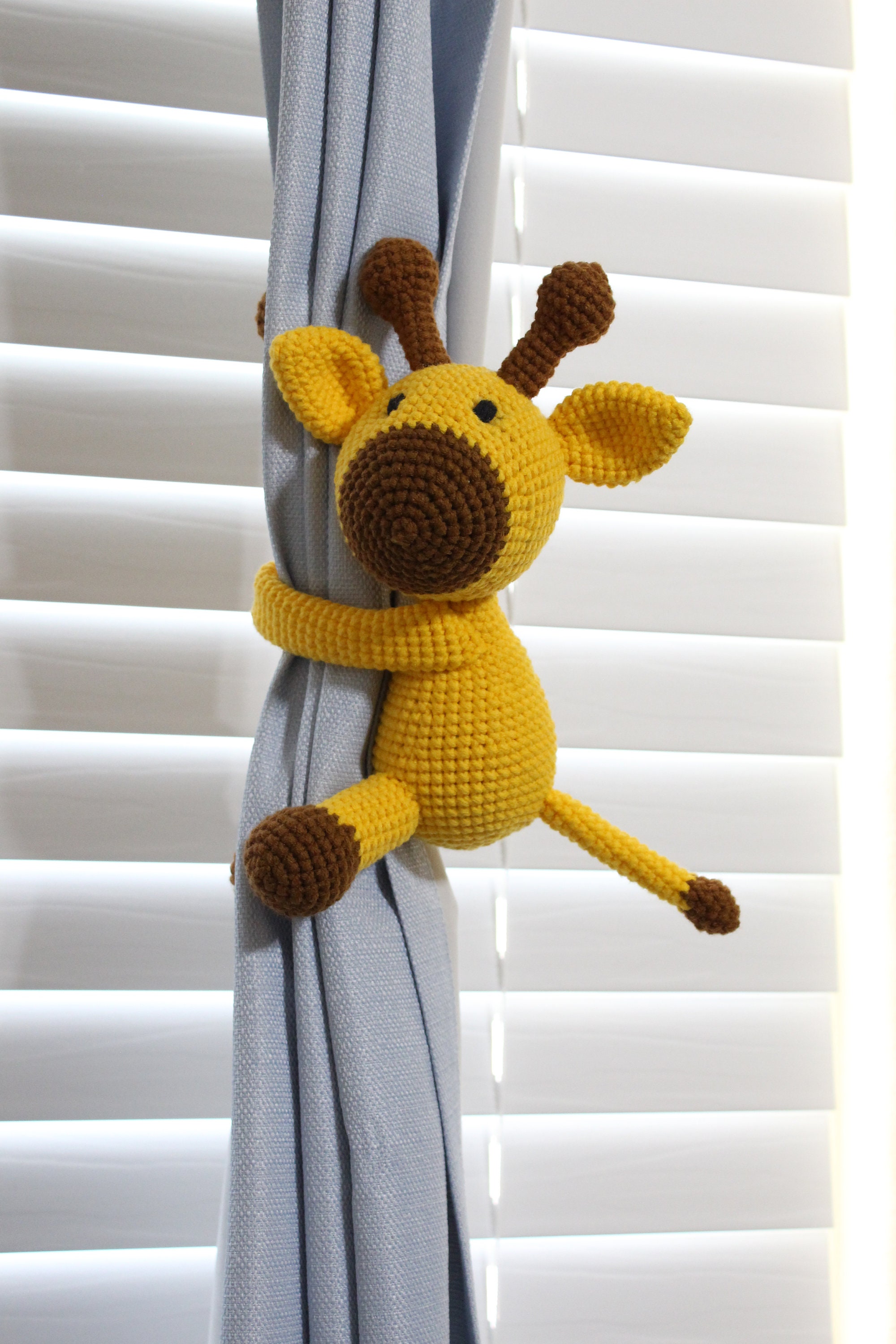 Pair of Crochet Giraffe Curtain Tie Backs Stuffed Giraffe Etsy