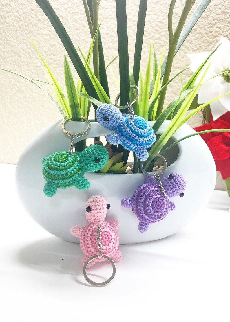 Set of 4 Handmade Crochet Turtle Keychain Amigurumi Turtle - Etsy