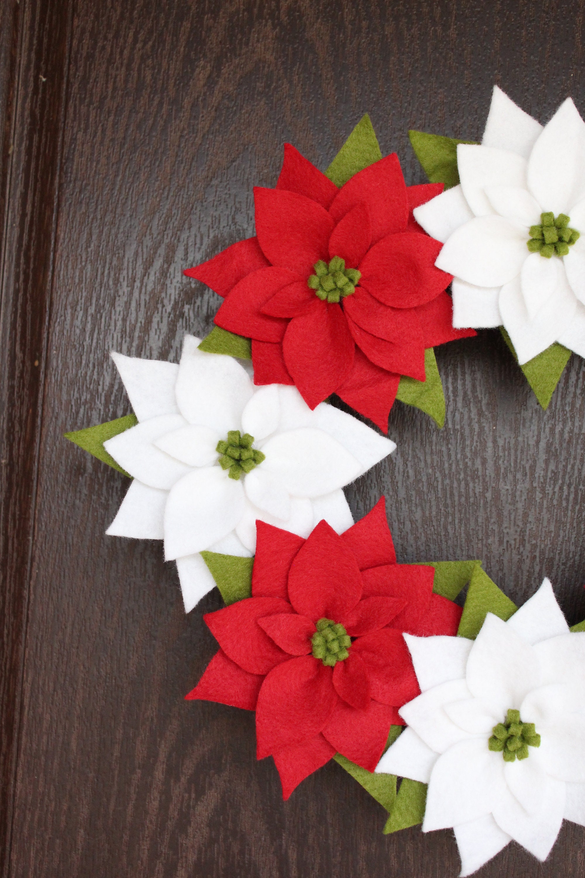 Felt Poinsettia Wreath Felt Christmas Flower Wreath Etsy