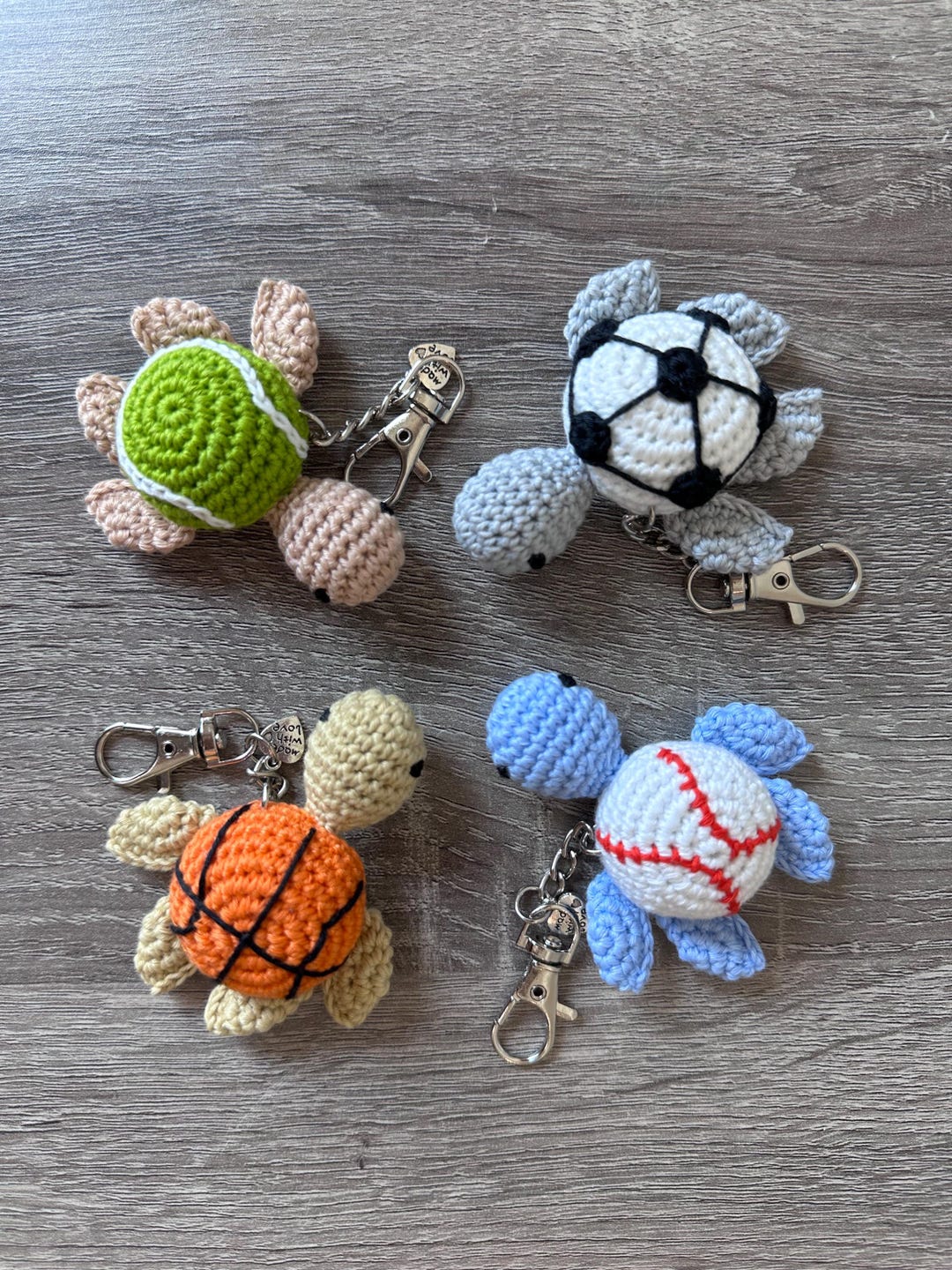Crochet Sports Turtle Keychains – Handmade Amigurumi Turtle Charms