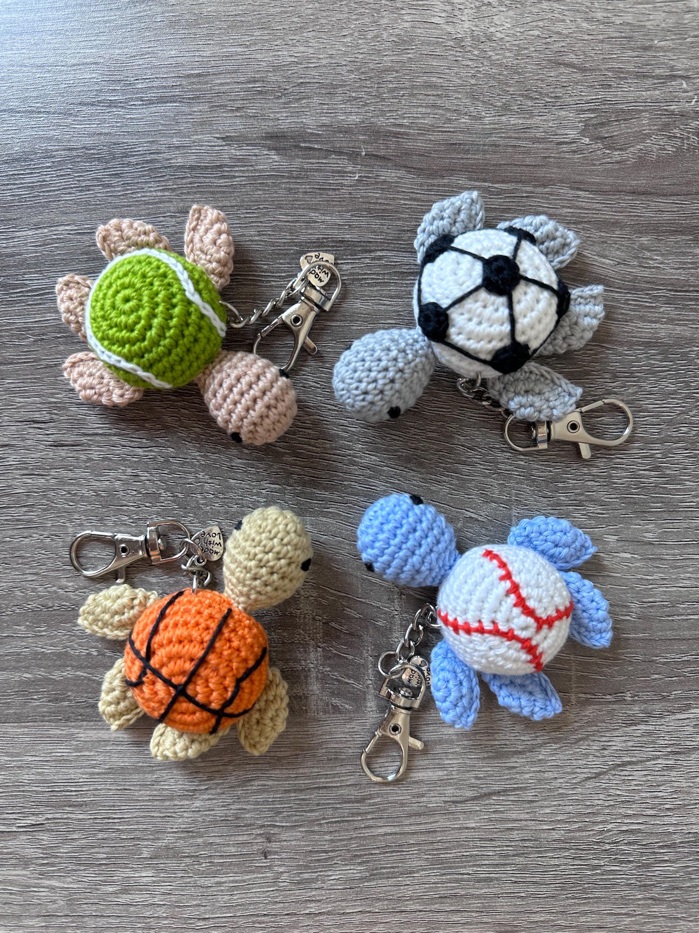 Crochet Sports Turtle Keychains – Handmade Amigurumi Turtle Charms