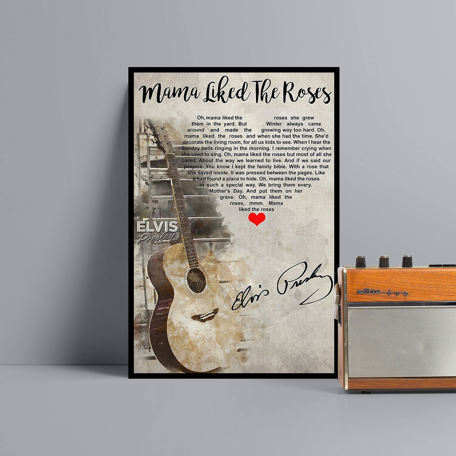 Elvis Presley Mama Liked the Roses Lyrics Poster Best Gift Etsy