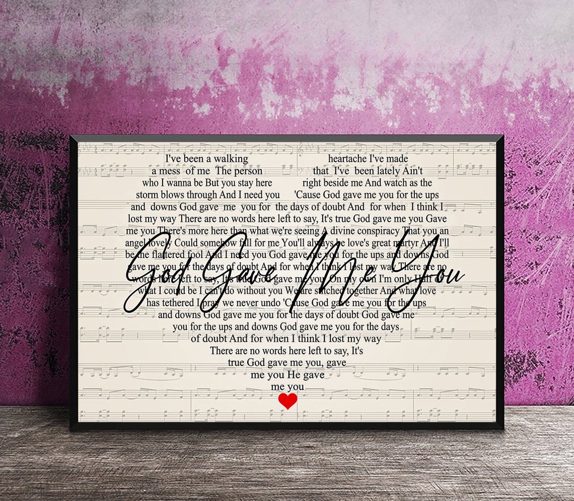 Bryan White God Gave Me You Lyrics Poster Wall Art Wall | Etsy