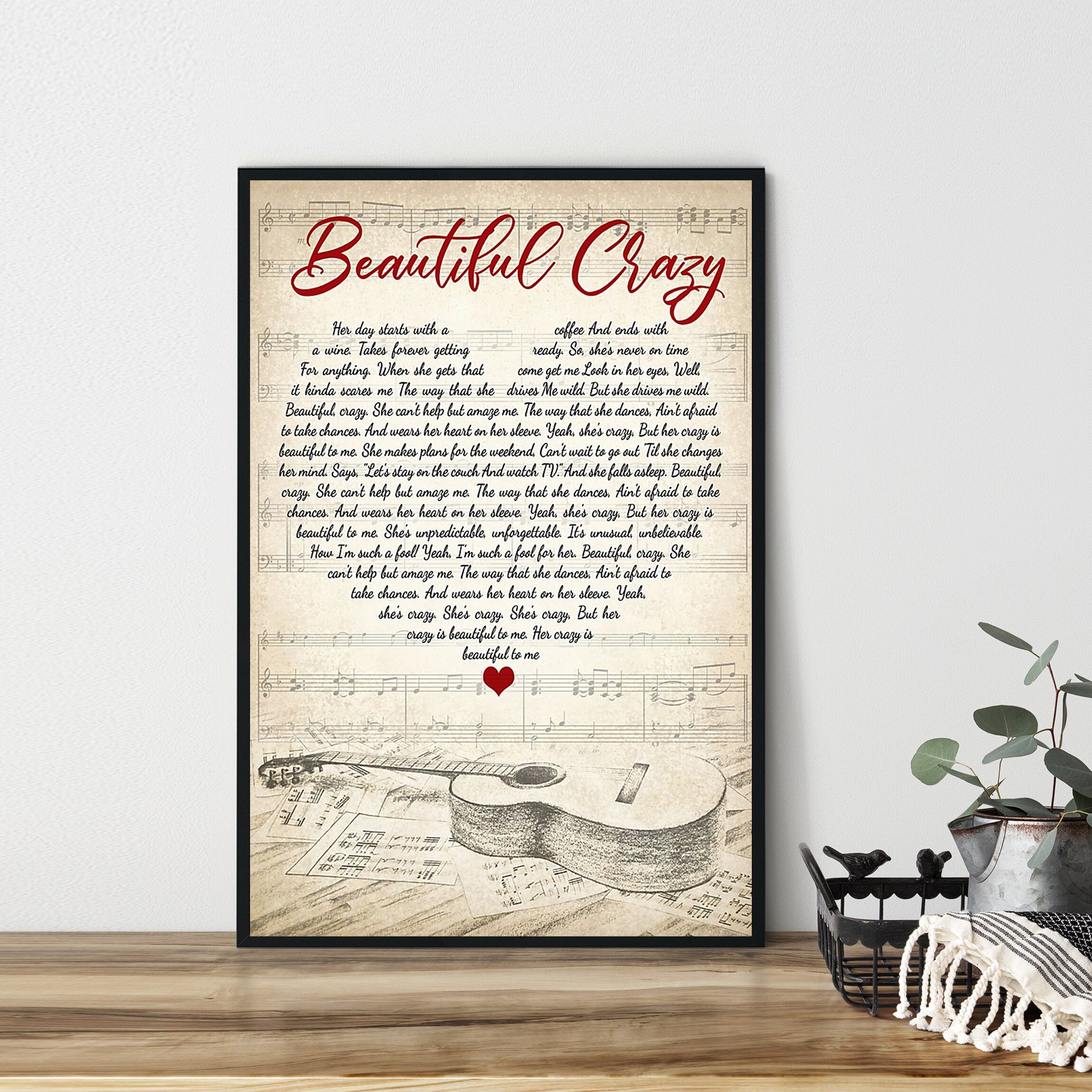Luke Combs Beautiful Crazy Lyrics Poster Best Gift Ever | Etsy