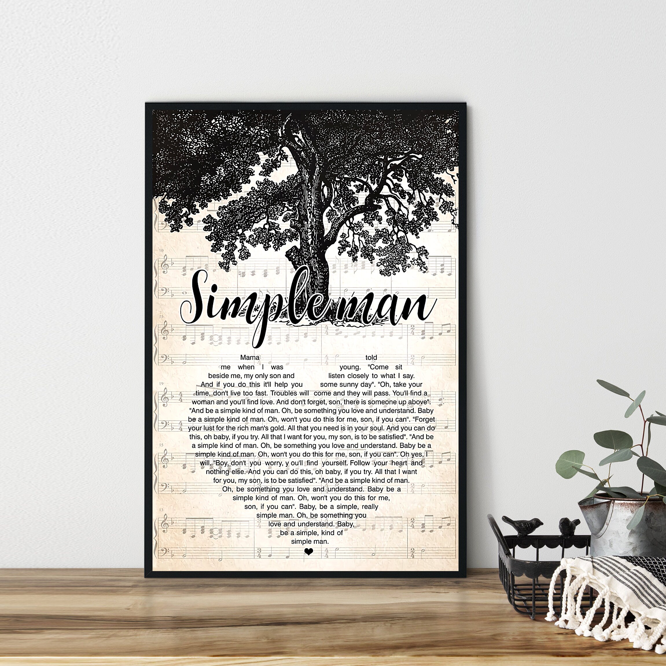 Lynyrd Skynyrd Simple Man Lyrics Poster Wall Art Wall | Etsy