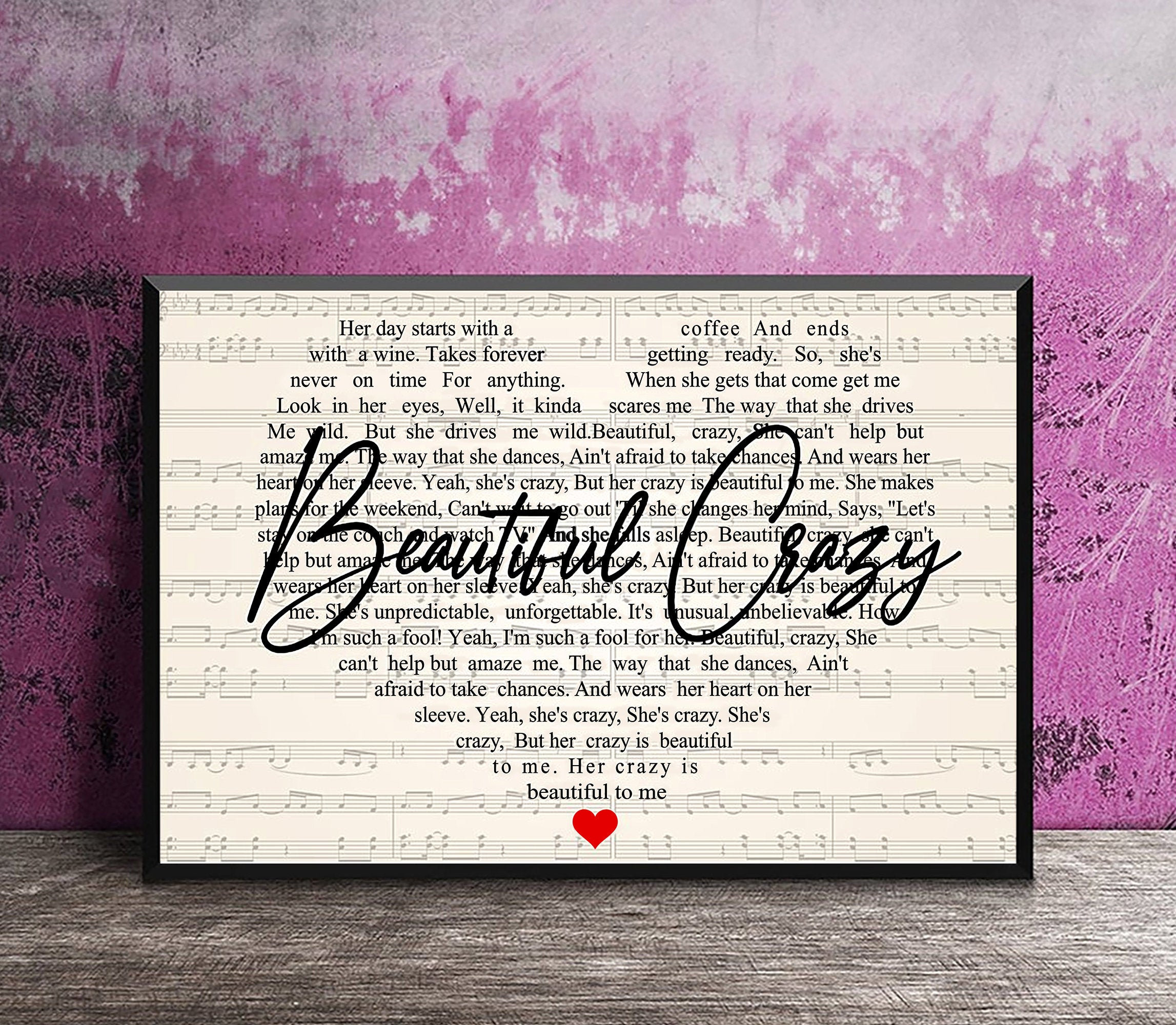 Luke Combs Beautiful Crazy Lyrics Poster Wall Art Wall Etsy