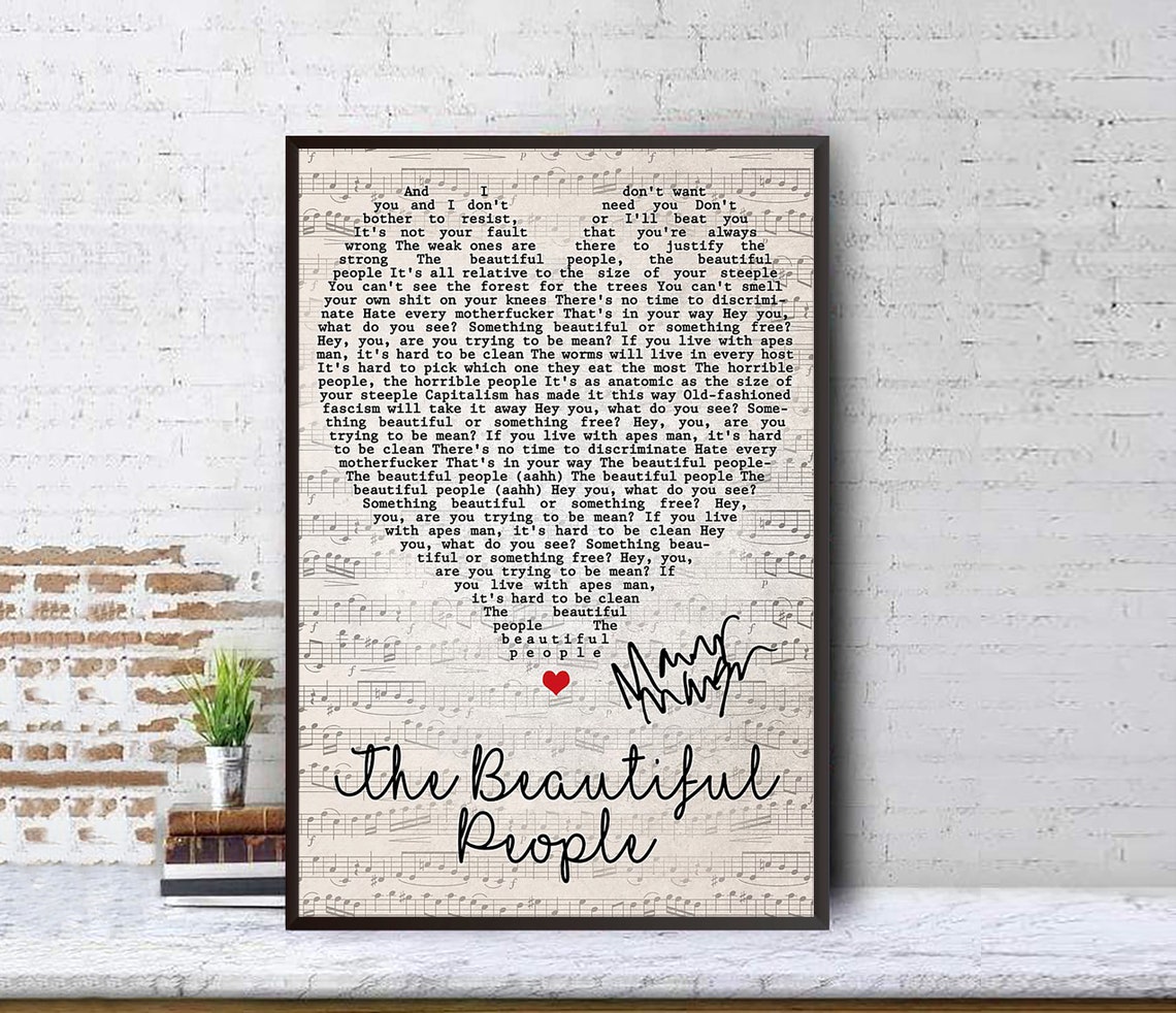 Marilyn Manson The Beautiful People Lyrics Poster Best Gift Etsy