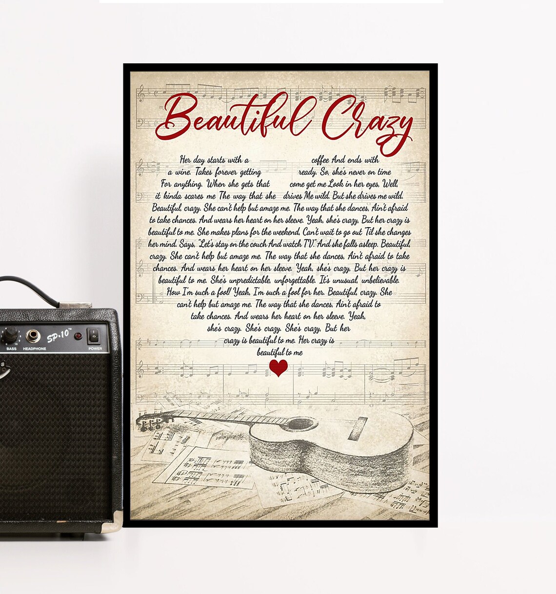 Luke Combs Beautiful Crazy Lyrics Poster Best Gift Ever | Etsy