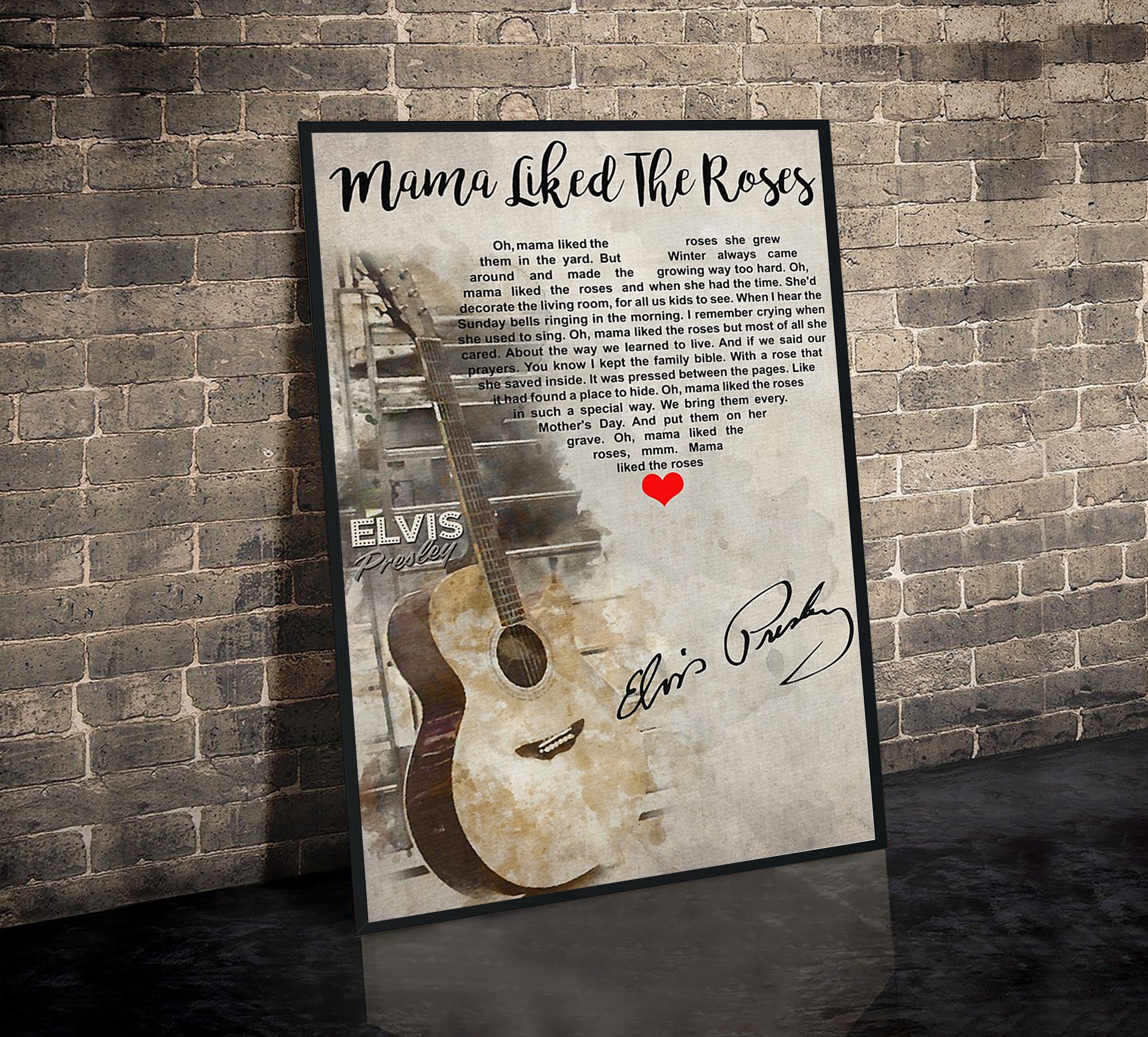 Elvis Presley Mama Liked the Roses Lyrics Poster Best Gift Etsy