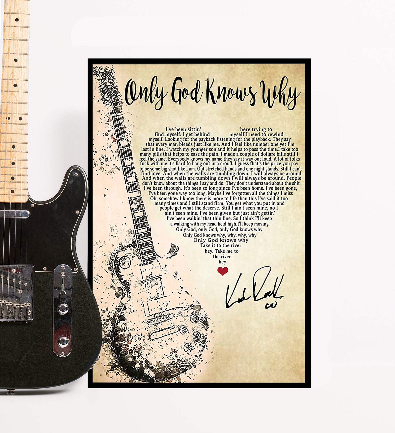 Kid Rock Only God Knows Why Lyrics Poster Best Gift Ever Etsy