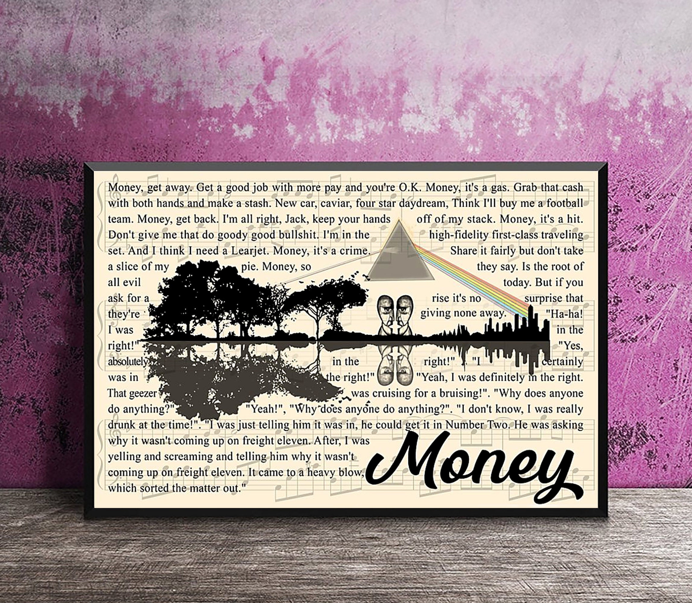Music Poster No Framed Song Lyrics Print Best Gift Ever Song Lyrics Poster Lyrics Wall Art Pink Floyd \u2013 Money Lyrics Poster 0609m33