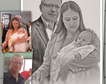 Custom Digital Portrait from Multiple Photos | Family Illustration | Personalised Artwork | Printable Gift | Couple, Pet, Memorial | Sketch