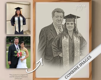 Custom Family Digital Portrait (Combine Multiple Photos) | Sketch | Drawing | Custom Wall Prints | Combine Images | Merge | Printable