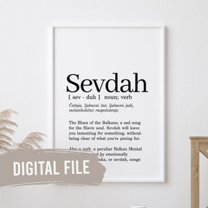 Sevdah Meaning | Custom Balkan Wall Prints | Printable Art | Digital Download | Funny, Humour | Bosnian | Serbian | Croatian