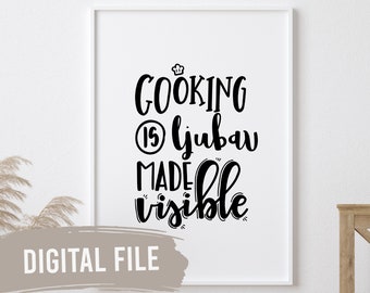 Kochen ist Ljubav sichtbar | Benutzerdefinierte Balkan Wand Drucke | Druckbare Kunst | Digitaler Download | Bosnischer | Kroatische | Serbisch