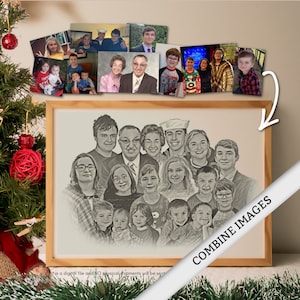 Erinnerungsstück Geschenkidee Geschenk für Sie Geschenk für Ihn Kombinieren Sie mehrere Fotos Skizze Zeichnung Familie Bild 7
