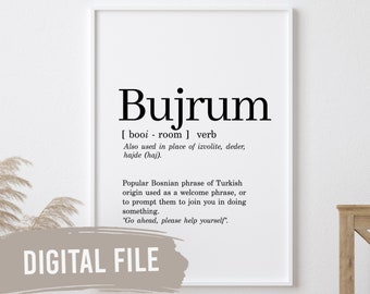 Bujrum Meaning | Custom Balkan Wall Prints | Printable Art | Digital Download | Funny, Humour | Bosnian