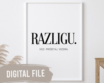 Razligu - Definition | Custom Balkan Wall Prints | Printable Art | Digital Download | Funny, Humour | Bosnian, Croatian, Serbian