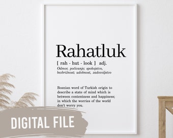 Rahatluk Meaning | Custom Balkan Wall Prints | Printable Art | Digital Download | Funny, Humour | Bosnian
