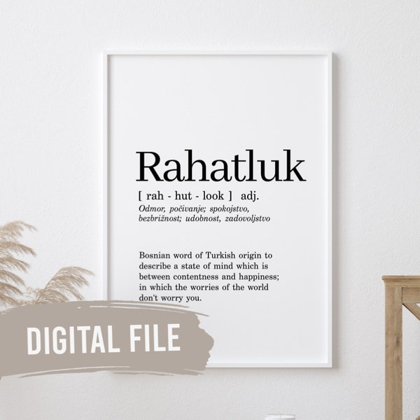 Rahatluk Meaning | Custom Balkan Wall Prints | Printable Art | Digital Download | Funny, Humour | Bosnian