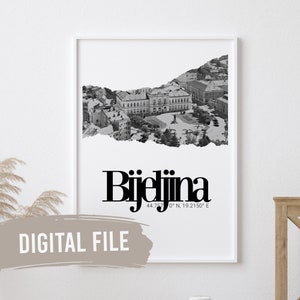 Bijeljina, Coordinates & Photo | Custom Balkan Wall Prints | Printable Art | Digital Download | Funny, Humour | Bosnian | Bosnia | Serbian