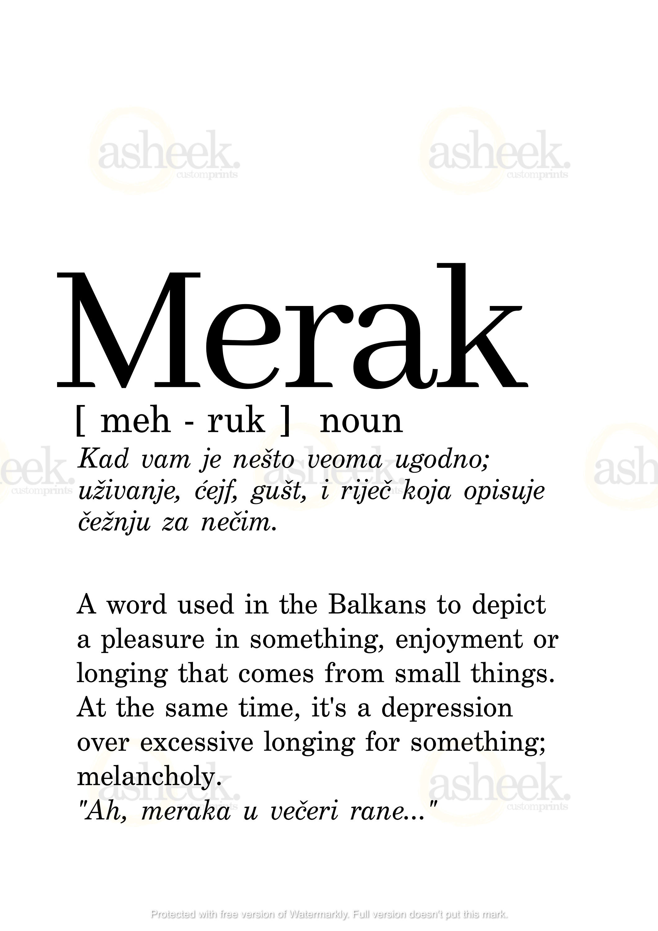 Merak Definition Print: Balkan Wall Art (digital Download) - Etsy