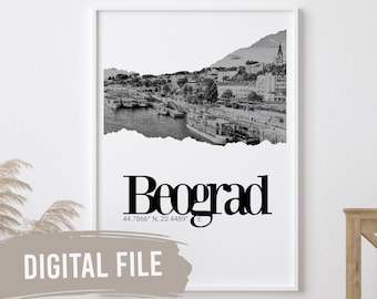 Beograd, Coordinates & Photo | Custom Balkan Wall Prints | Printable Art | Digital Download | Funny, Humour | Srbija | Serbia