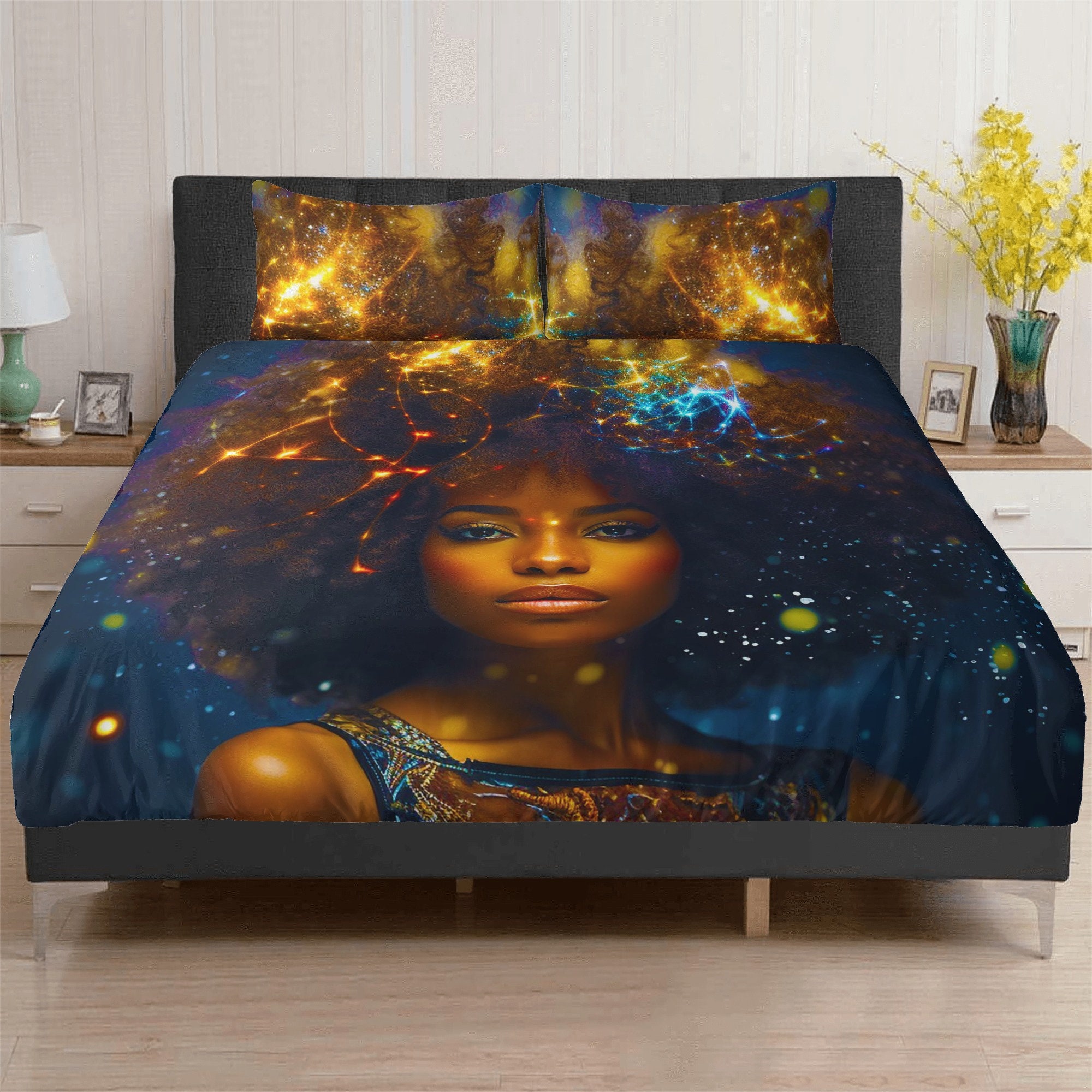 Personalized Gift Divine Feminine Power Goddess of Empowerment Black Woman 3 Pcs Duvet Bedding Set Etsy Canada