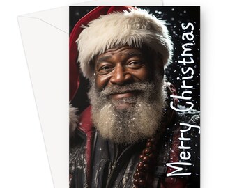 Cadeau personnalisé carte de voeux vierge noire Père Noël joyeux Noël