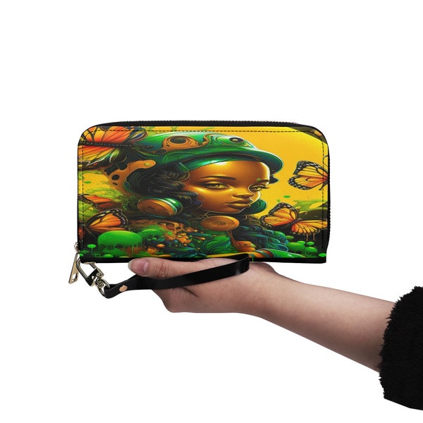 Monarch Melodies Urban Fantasy Wallet - Enchanting Butterfly Girl Design in Durable Leather