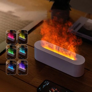 V19 360ml Simulation Flame Volcanic Humidifier Ultrasonic Essential Oil Aroma Diffuser with Timing Function - US Plug