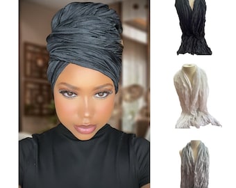 Head Wrap/ Hair Scarf /Turban/ Headwear/Chemo Scarf/Alopecia Scarf/African Headwrap/ Scarf Shawl | Hijab Wrap |Lightweight Full Crinkly