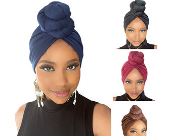 Pre-Tied Turban/Adult Turban/ Pre knotted Adult Head Wrap/ Pre-Tied Twist knot Hat/ Chemo wrap / Alopecia cap/Slip on wrap