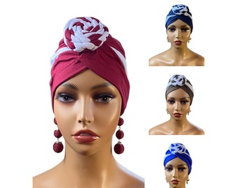 Headwrap Pre-Tied Turban for Women. Adult Head Wrap. Pre Tied Twist Knot Hat. Chemo / Alopecia Cap