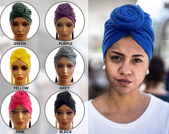 Turban pré-noué pour femme. Bandeau pour la tête adulte. Bonnet torsadé pré-noué. Casquette/Turban de chimio/alopécie.