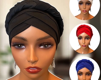 PRE-TIED Braided Turban/ Pre- Tied Headwrap/ Turban/ Boho Chic/ Chemo Gift/ Chemo Cap/ Alopecia Cap/ Fashion Turban
