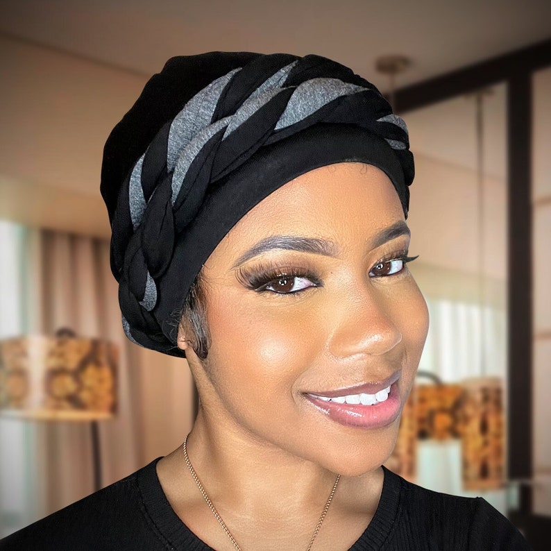 Burgundy Jersey Knit Stretched Fabric Satin Lined Headwrap