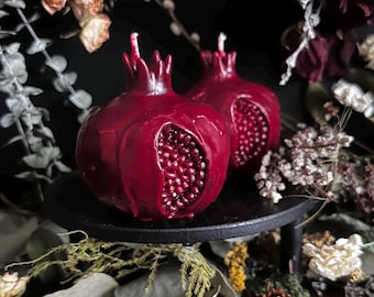 Granatapfel Kerzen | Herz | Persephone | Haides | Opferkerze | Zauberei | Hexen Opfergaben | Hexe Geschenke | Fruchtbarkeit | Hexenkerzen