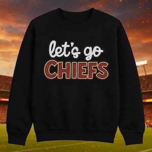 Let’s Go Chiefs Pailletten Aufnäher | Rot & Gelb Chenille Aufnäher |Heat Press oder Bügeleisen | Game Day DIY Sweatshirt Aufnäher | Fußball Fan Geschenk