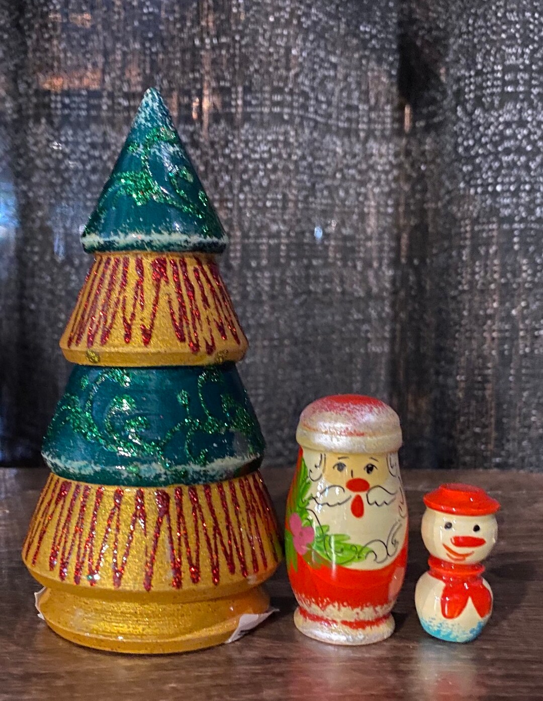 Russian Nesting Dolls Christmas Tree 3 Pieces Beautiful Set for Gift/ Christmas Decor Etsy