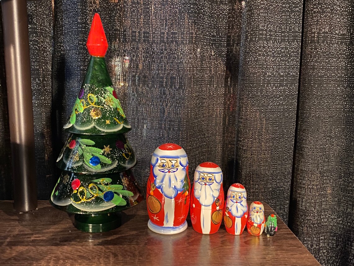 Russian Nesting Dolls Christmas Tree 6 pieces Beautiful Set Etsy