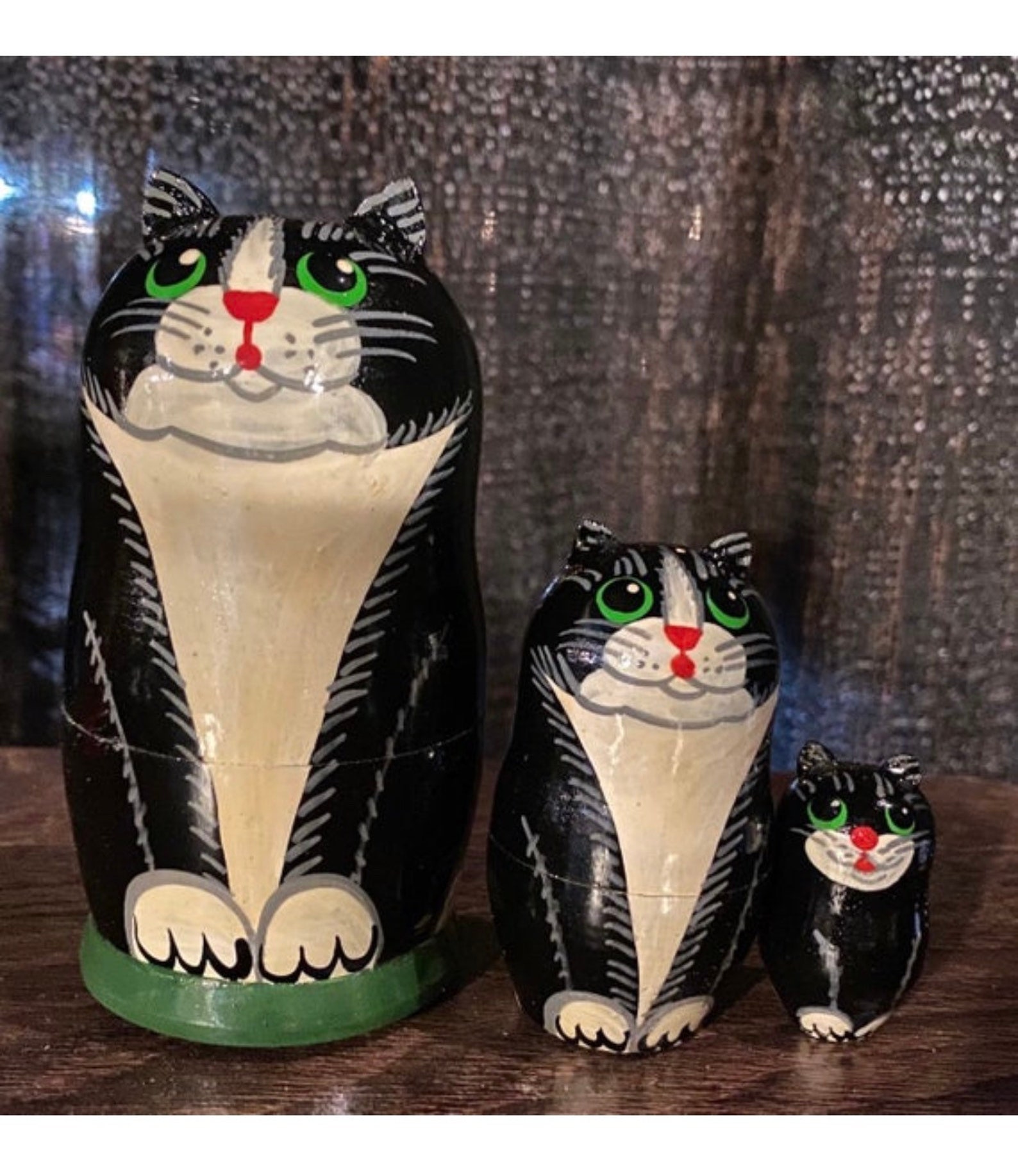 Russian Nesting Dolls Beautiful Cats 3 Pcs Beautiful Set Etsy