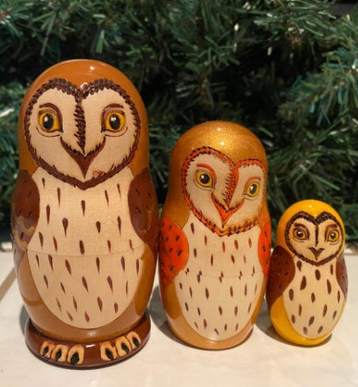 Russian Nesting Dolls Beautiful Owls 3 pieces Etsy