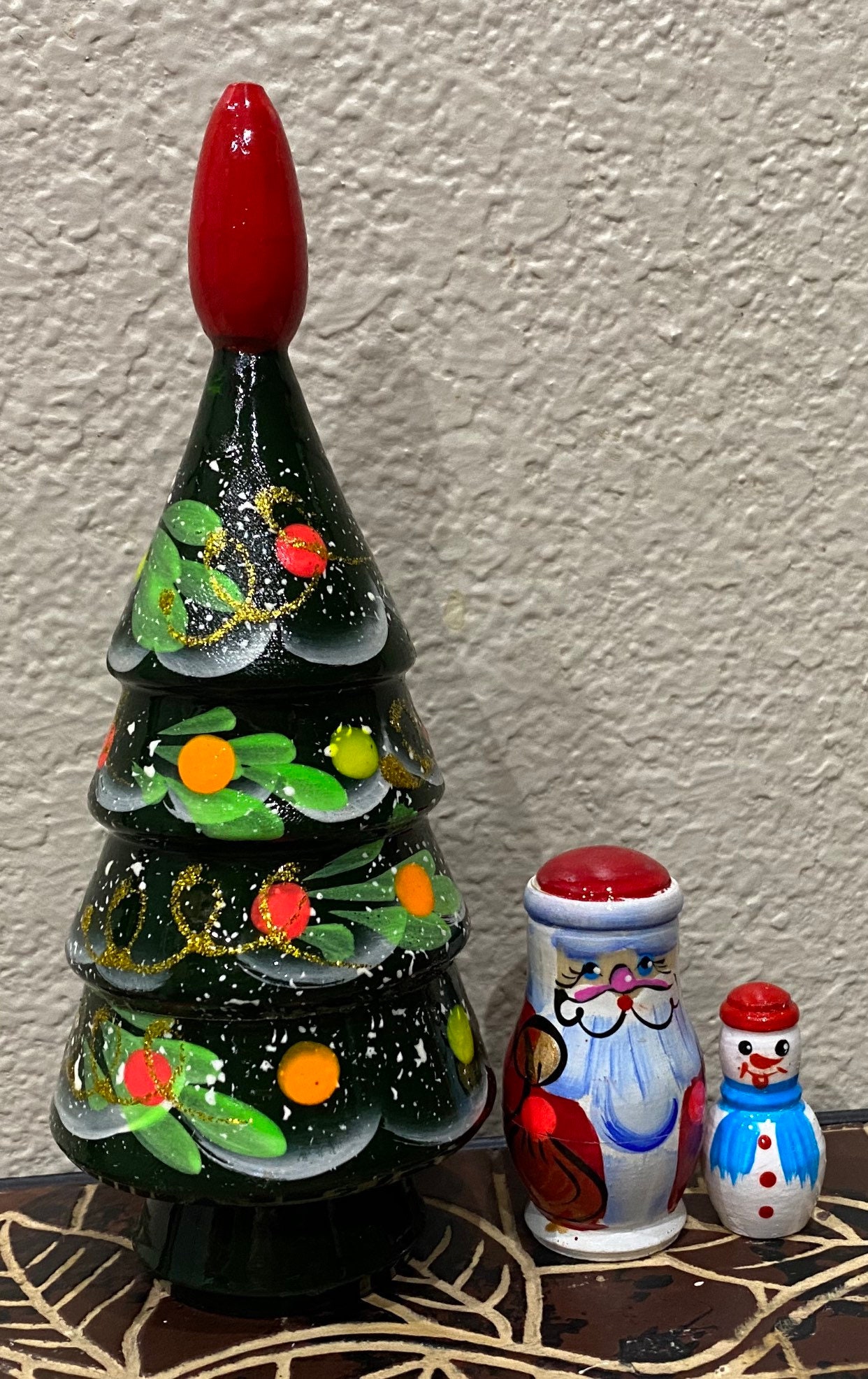 Russian Nesting Dolls Christmas Tree 3 pieces Beautiful Set Etsy